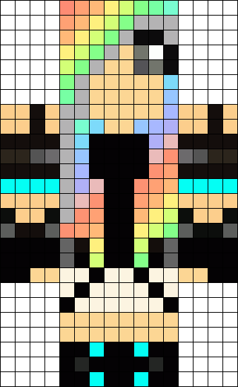 Rainbow Emo Minecraft Perler Bead Pattern / Bead Sprite - Рисунки По Клеточкам Майнкрафт (337x547), Png Download