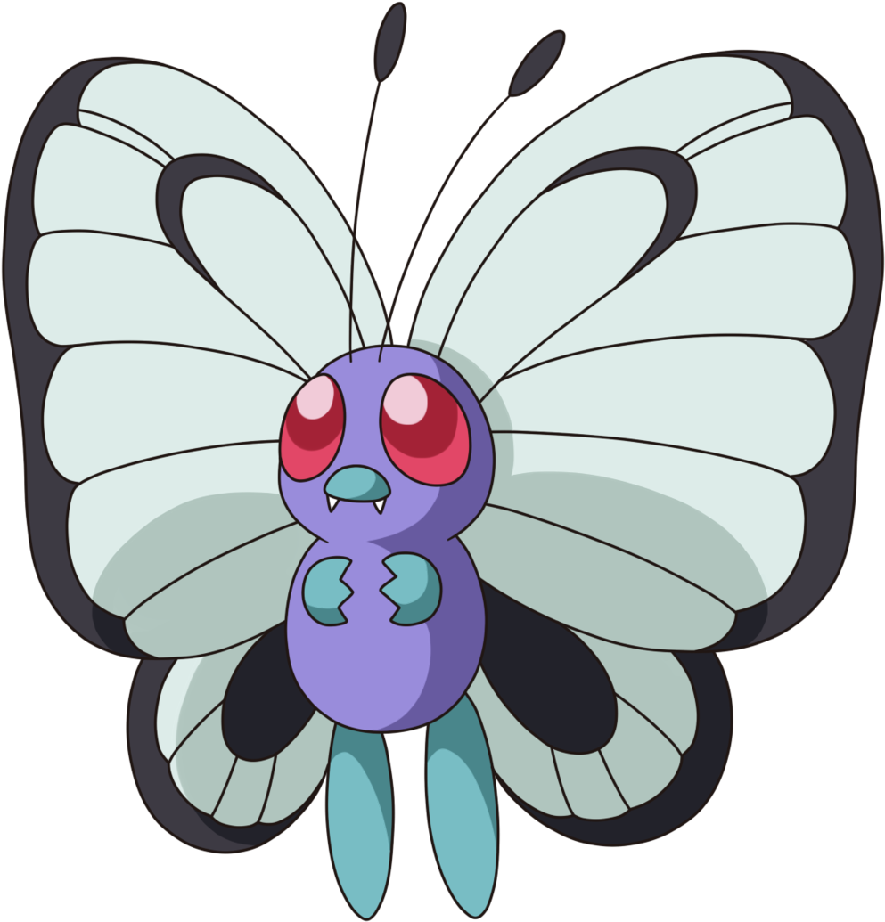 012butterfree Ag Anime - Male And Female Butterfree (1024x1069), Png Download