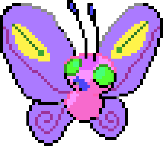 Psychic/bug Butterfree - Pixel Art (620x560), Png Download
