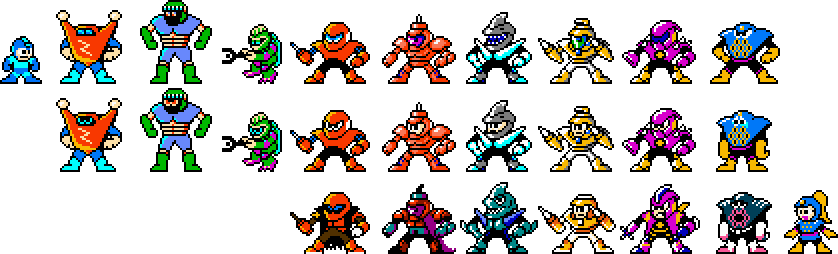 And, Last But Not Least, Megaman Dos Sprites By Geno2925 - Mega Man Dos Robot Masters (838x254), Png Download
