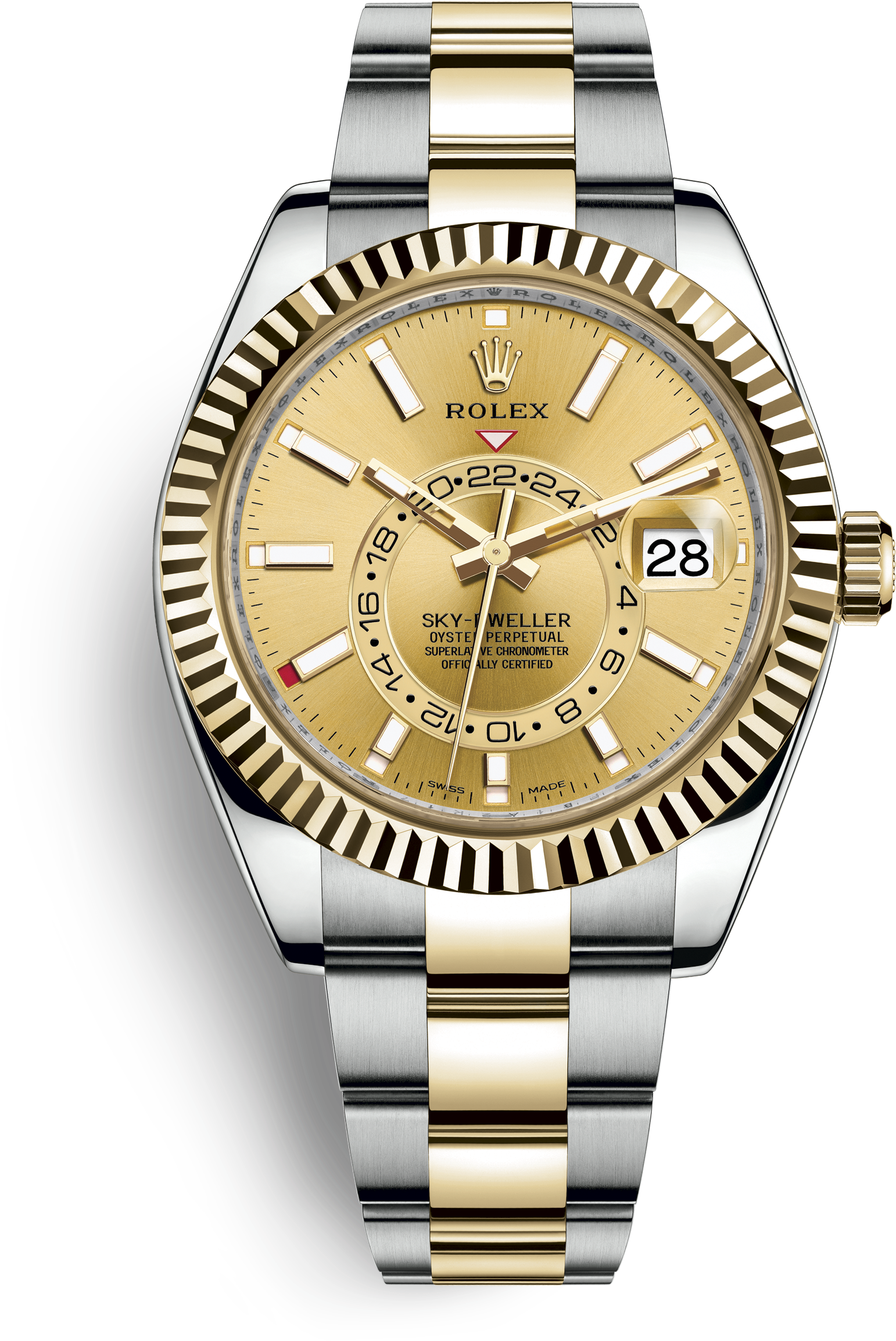 Sky-dweller - Rolex Sky Dweller Yellow Gold Silver Dial (3000x3000), Png Download