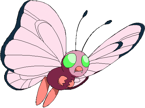 Shiny Butterfree 012 Butterfree Os3 Pink Shiny - Butterfly Pokemon (488x366), Png Download