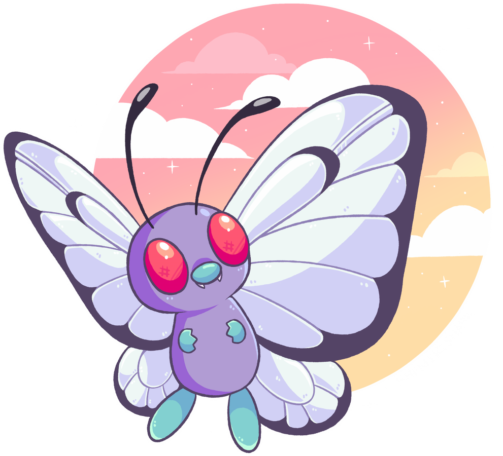 Butterfree 🦋💚 Available As Shirts, Stickers, Phone - Butterfree (1000x909), Png Download