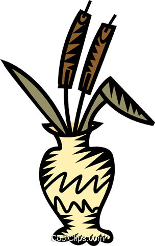 Cat Tails In A Vase Royalty Free Vector Clip Art Illustration (304x480), Png Download