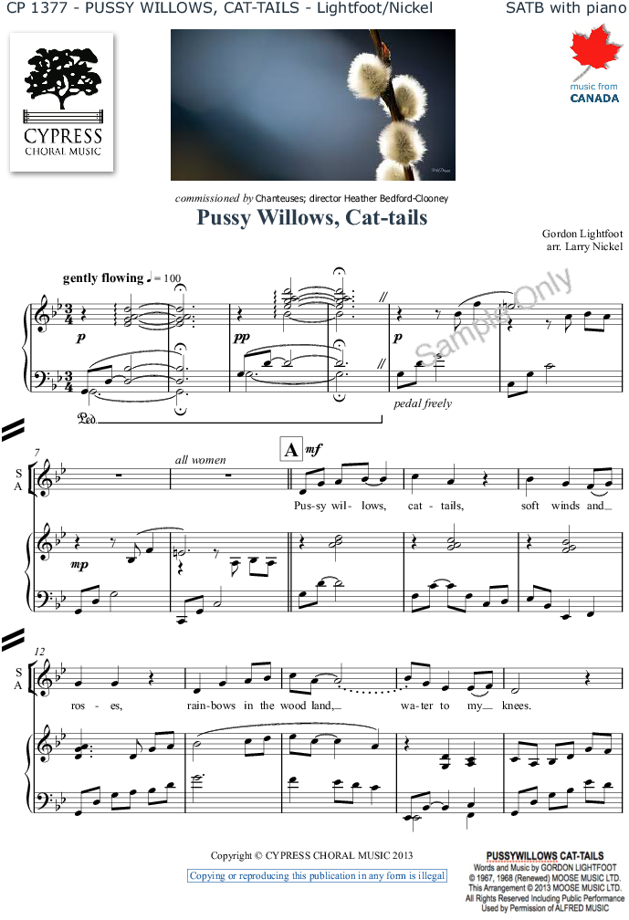 Pussy Willows Cat Tails Thumbnail Pussy Willows Cat - Pussy Willows And Cat-tails (satb) - Sheet Music (795x1123), Png Download