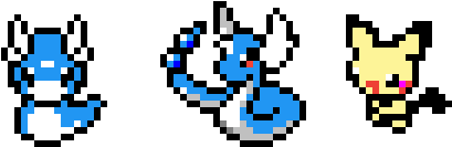 Dratini, Dragonair, And Pichu - Cartoon (1200x1200), Png Download