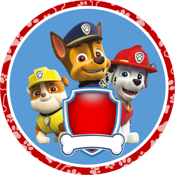 Paw Patrol Badges Free Printable Birthday Banner Red - Adesivo Redondo Patrulha Canina (591x591), Png Download