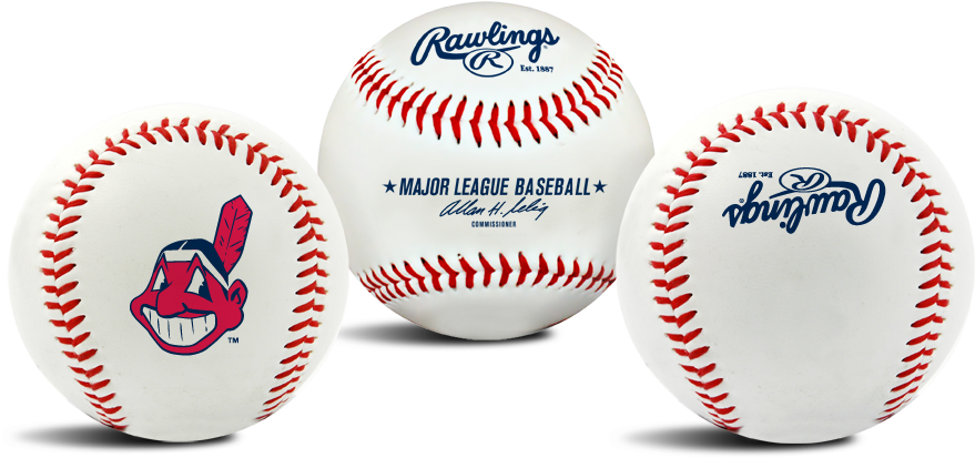 Rawlings The Original Team Logo Baseball - Cleveland Indians (1000x440), Png Download