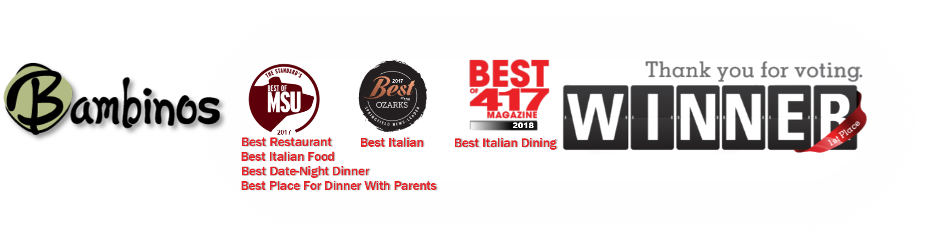 Bambinos Cafe Bambinos Cafe - Best Of The Best (1901x496), Png Download