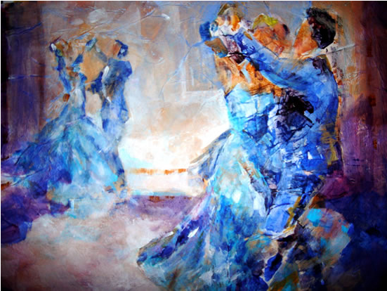Ballroom Dancing Painting Couples Swirling - Ballroom Dance Art (550x550), Png Download