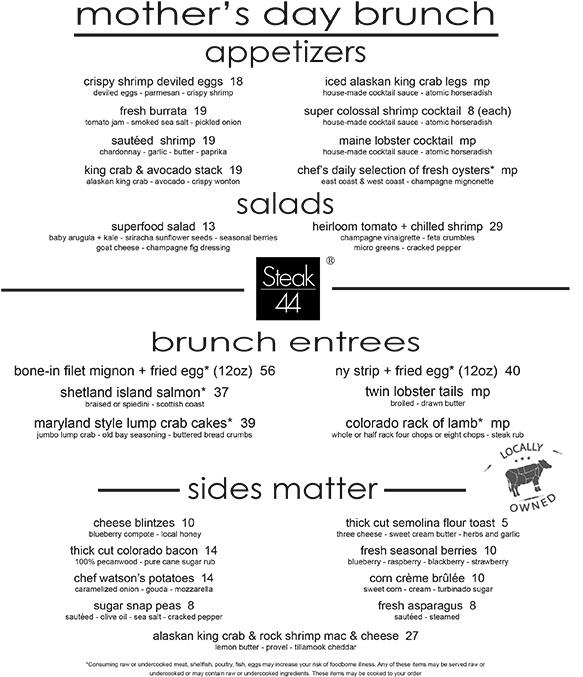 Steak 44 Mother's Day Brunch Menu - Steak 44 (600x716), Png Download