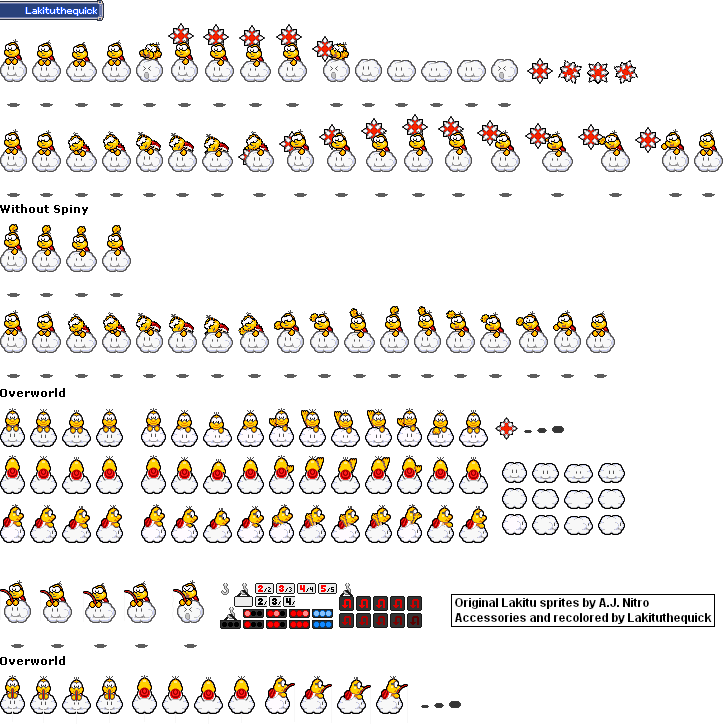 Jour - Lakitu Sprites Super Mario World (723x724), Png Download