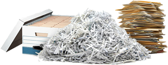 Box Of File Folders Next To A Pile Of Shredded Paper - Destruction Of Paper Records (635x280), Png Download