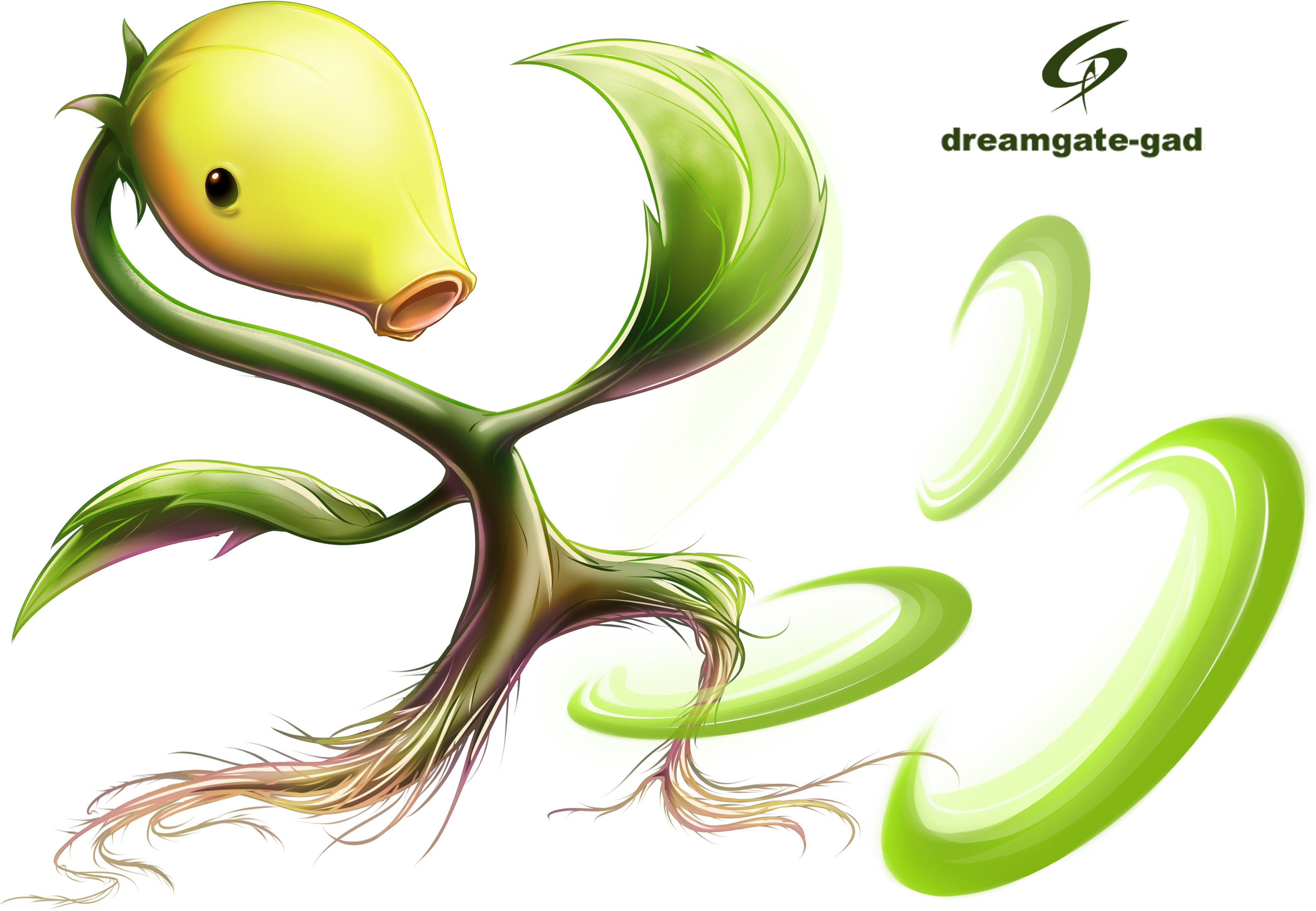 069 Bellsprout Used Razor Leaf And Acid - Digital Art (3232x2309), Png Download