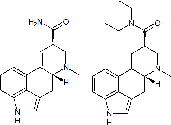 Ergine And Lsd (right) - Serotonin Compared To Lsd (565x408), Png Download