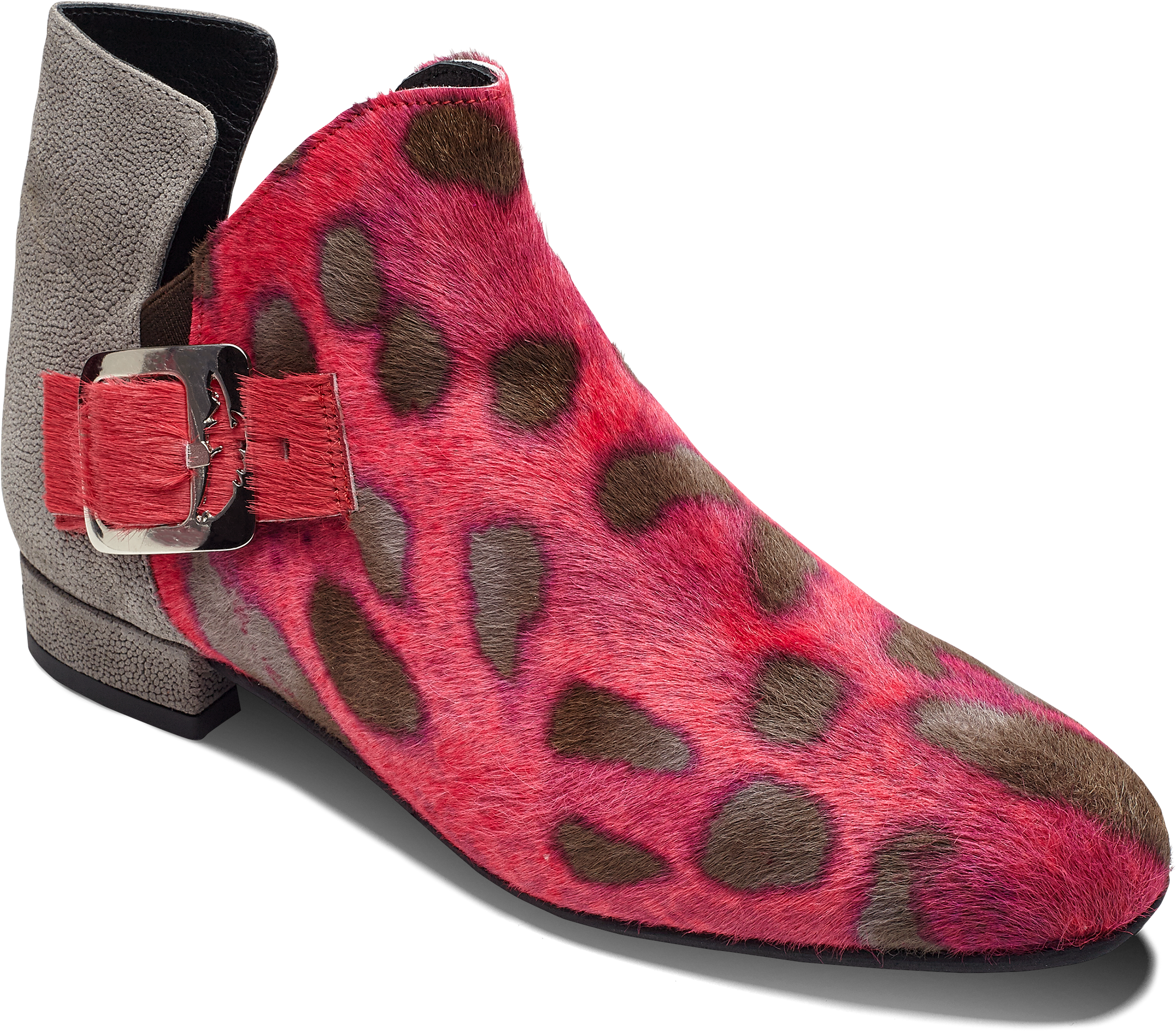 Women Ankle Boot Shoes In Bubblegum Pink And Taupe - Animal Skin Shoes Womens (2500x2500), Png Download