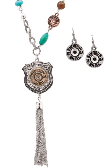 1135 Shotgun Shell Necklace W/badge - Locket (600x600), Png Download