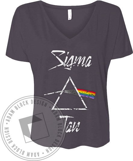 Sigma Delta Tau Pink Floyd V-neck - Mac And Phis Shirt (464x585), Png Download