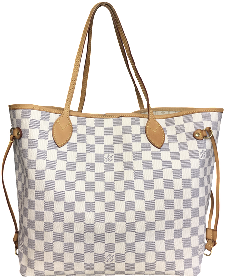 Louis Vuitton Neverfull Mm Damier Azur - Louis Vuitton White Neverfull Bag (562x750), Png Download