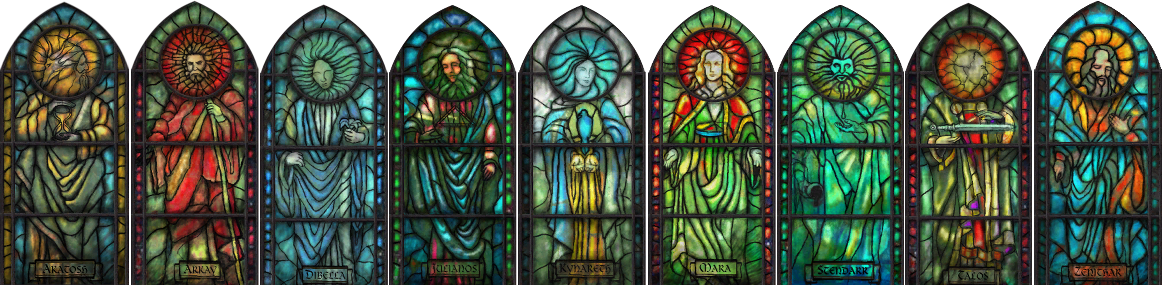 Nine Divines Stained Glass - Nine Divines (4000x1000), Png Download