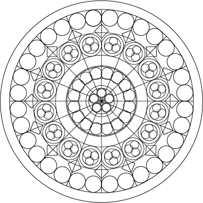 I Also Studied Various Gothic Elements Such As Quatrefoils, - Color In Mandalas (408x409), Png Download