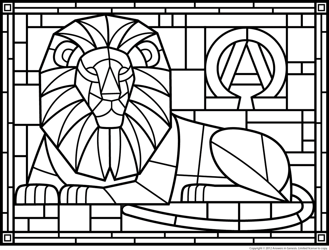 Stained Glass Coloring Page Printable (1319x1000), Png Download