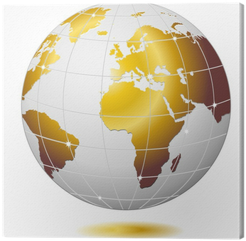 Mondo Globo D'oro Golden Earth Globe Vector Canvas - Global Bg (400x400), Png Download