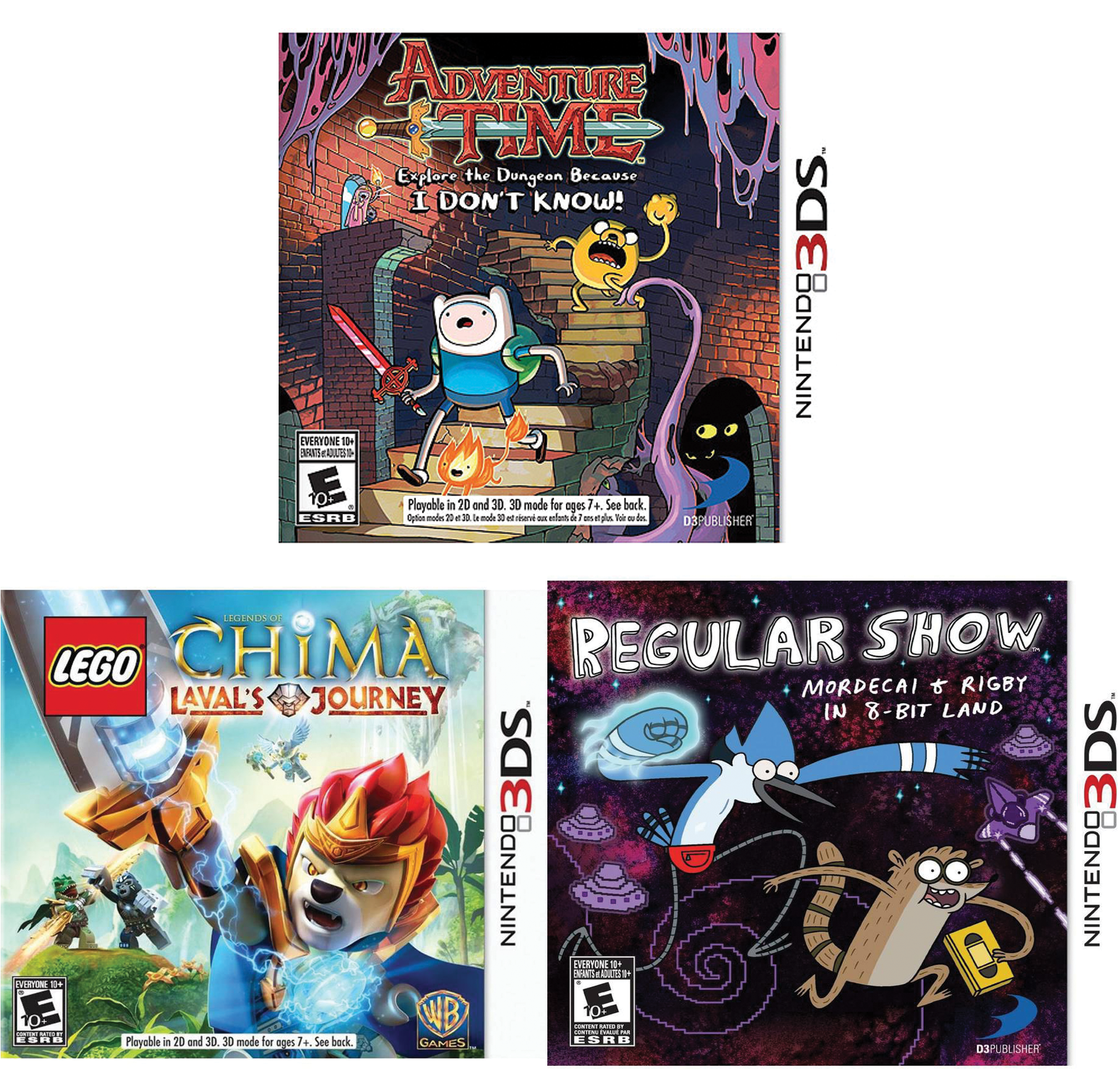 Nintendo 3ds Action Value Pack With 3 Games & Bonus - Lego Chima Laval's Journey (ds) - Pre-owned (2055x1842), Png Download