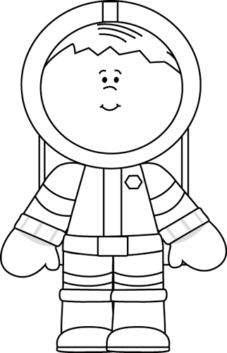 Astronaut Clipart Black And White (322x500), Png Download