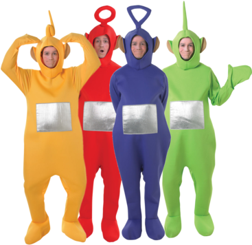 Set Of Four Teletubbies Costumes " Name="og Description - Adult Laa Laa Teletubbies Costume (366x580), Png Download