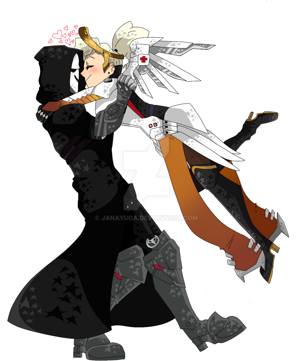 Surprise Hug //reaper X Mercy// Overwatch By Janayuga - Overwatch Mercy X Reaper (1024x1365), Png Download