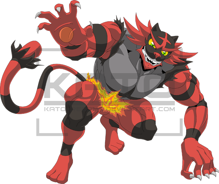 727 Incineroar By Kato Regama-daolr1l - Incineroar Bara Cat (748x629), Png Download