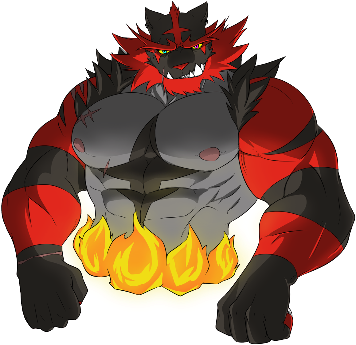 Bara District Red Fictional Character - Incineroar Bara (1200x1200), Png Download