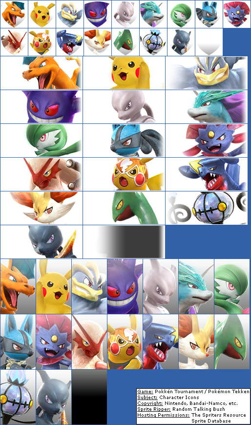 Character Icons - Pokken Tournament Sprites (514x868), Png Download