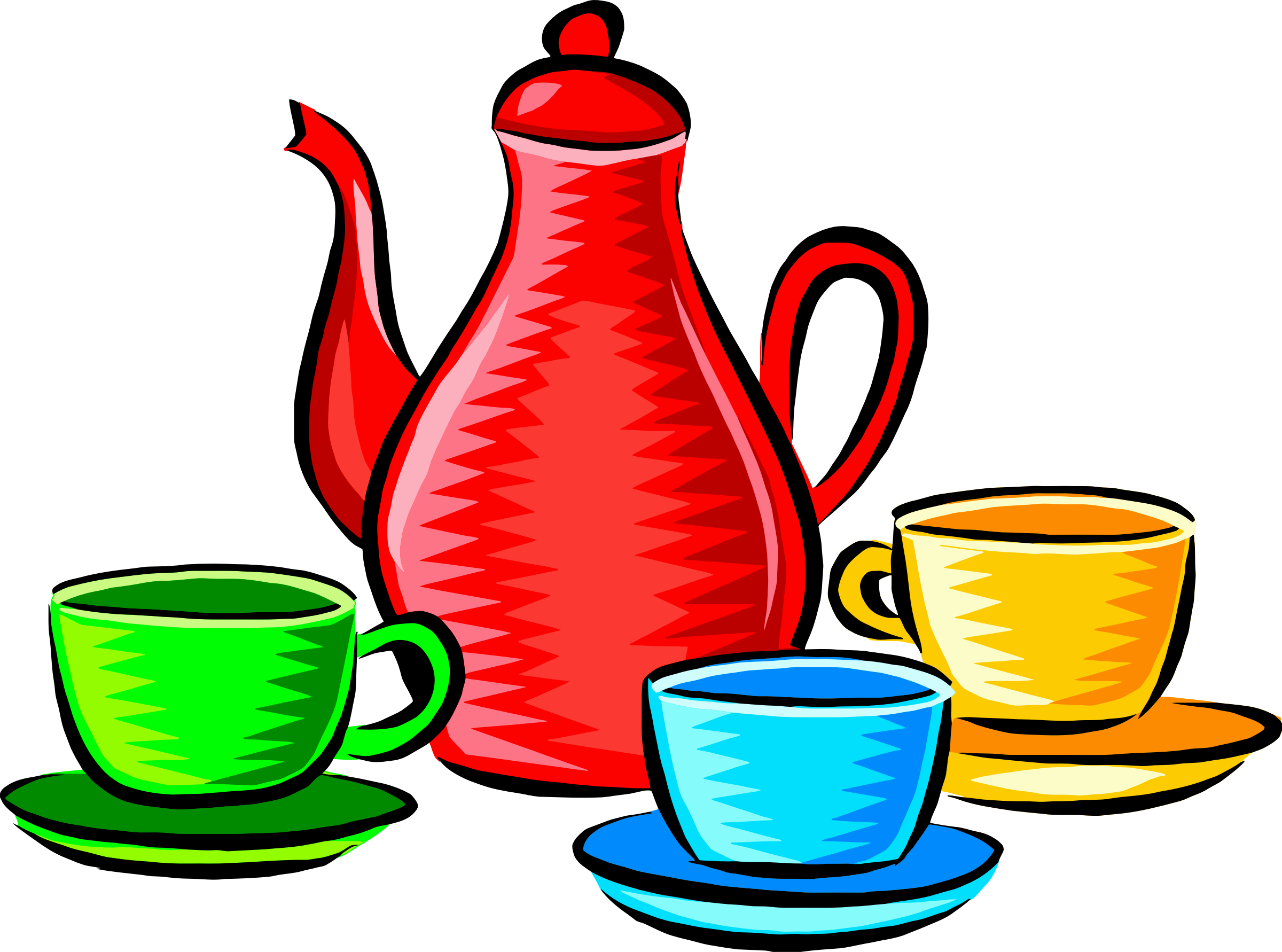 This Free Icons Png Design Of Coffee Pot And Cups (2400x1782), Png Download