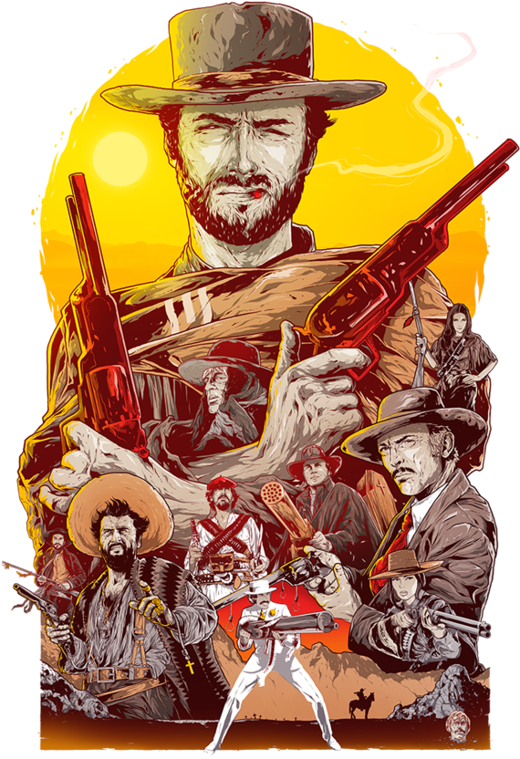 Alternative Movie Poster Art For Sale - Drawings Of Spaghetti Westerns (804x1023), Png Download