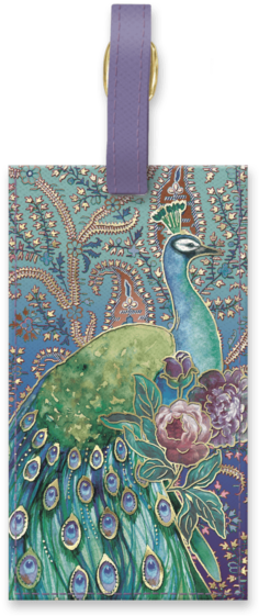 Peacock Paisley Luggage Tag - Peafowl (600x600), Png Download