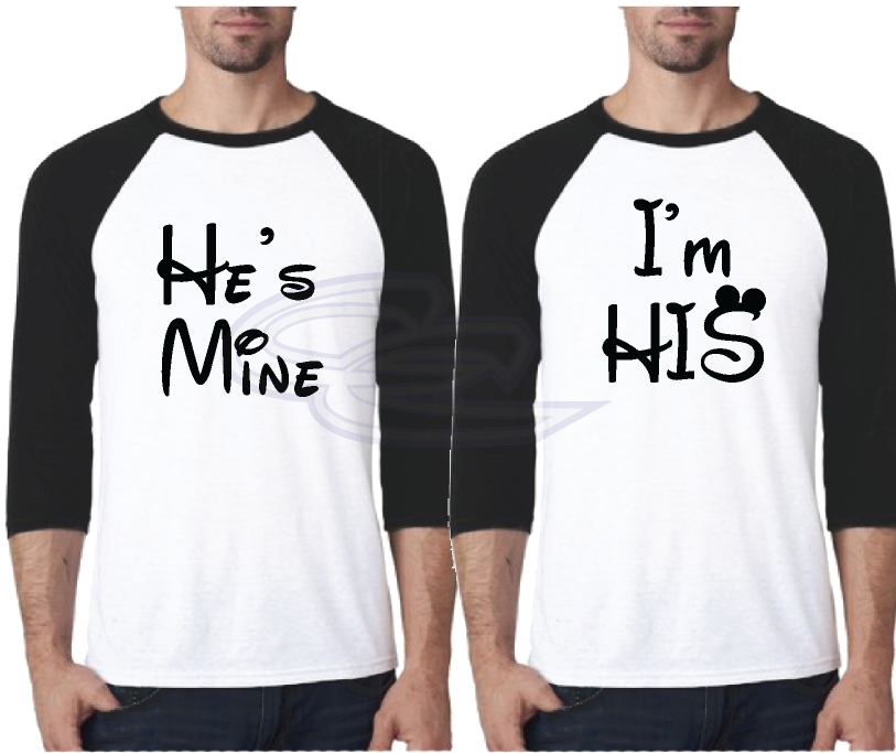 Lgbt Gay I'm His He's Mine With Initials And Wedding - Disney Black And White (812x697), Png Download