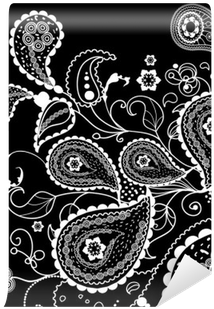 Floral Monochromatic Pattern Wall Mural - Paisley (400x400), Png Download