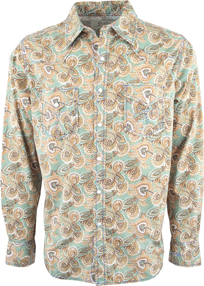 Ryan Michael Paisley Print Snap Shirt - Shirt (870x1280), Png Download