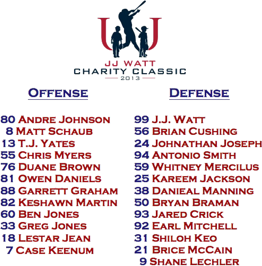 Cc 2013 Roster - Jj Watt Charity Classic Lineup (960x960), Png Download