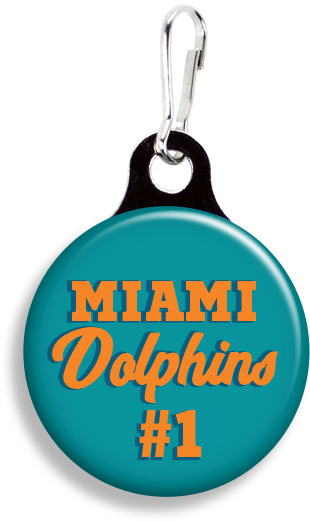 Miami Dolphins - Zoogee Pzp1ds-b - Zipper Pulls 3/4" Metal Back (353x530), Png Download