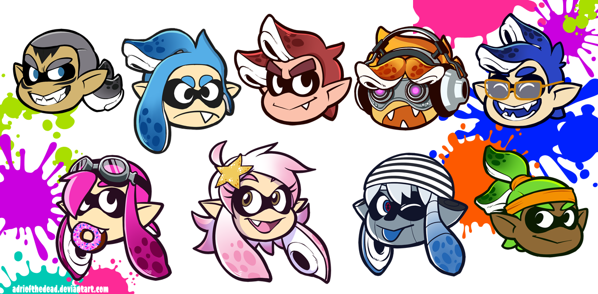 Splatoon Icon Commissions By Adriofthedead - Splatoon Character Drawings (1219x599), Png Download