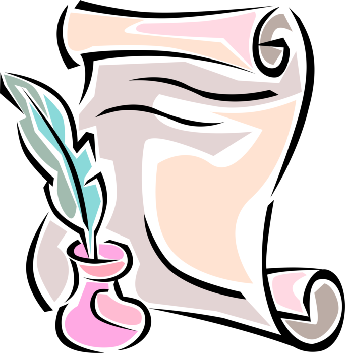 Picture Feather Quill With Parchment Image Illustration - Stylish Word In English (684x700), Png Download