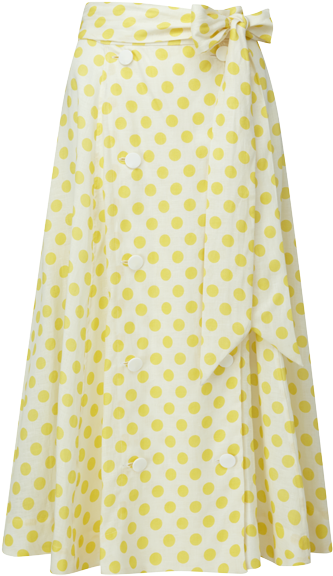 Diana Double Breasted Yellow Polka Dot Linen Skirt - Lisa Marie Fernandez Polka Dot Skirt (414x600), Png Download