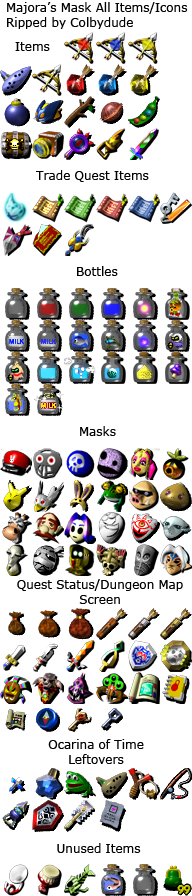Item Icons - Majora's Mask Item Icons (192x896), Png Download