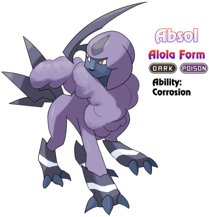 In The Alola Region, Absol Live High Up In The Volcanoes - Pokemon Absol Alola Form (500x487), Png Download