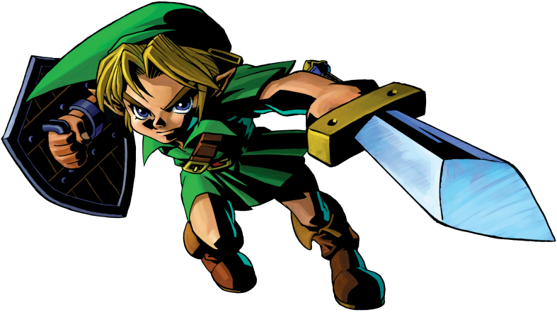 Human Link From Majora's Mask - Majora's Mask Link Sword (662x369), Png Download