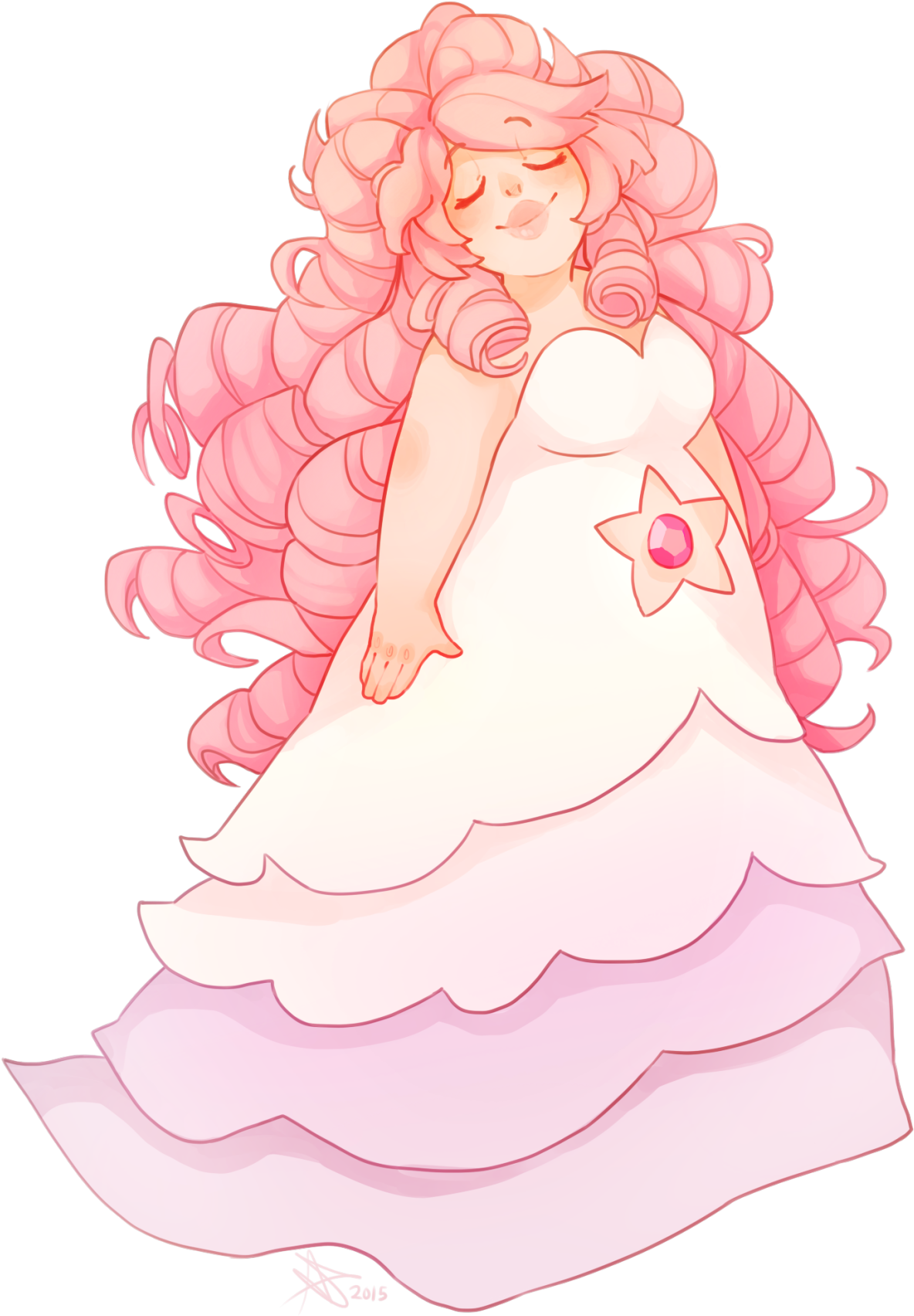I Love Her Big Pink Curly Fluffy Hair - Rose Quartz Hair Steven Universe (1280x1735), Png Download