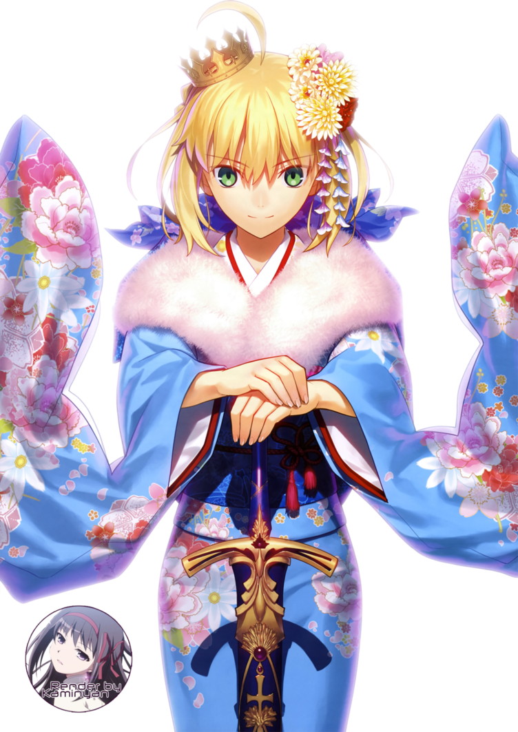 Saber Yukata Render By Chiyo-orihara On Deviantart - Saber Arturia (752x1063), Png Download